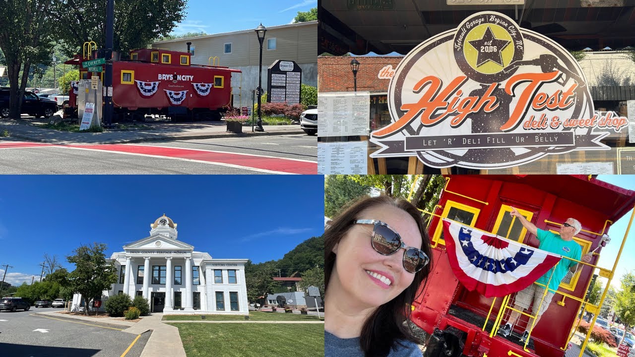 Bryson City North Carolina Walking Downtown , Museum & Eating at High Test Delicatessen