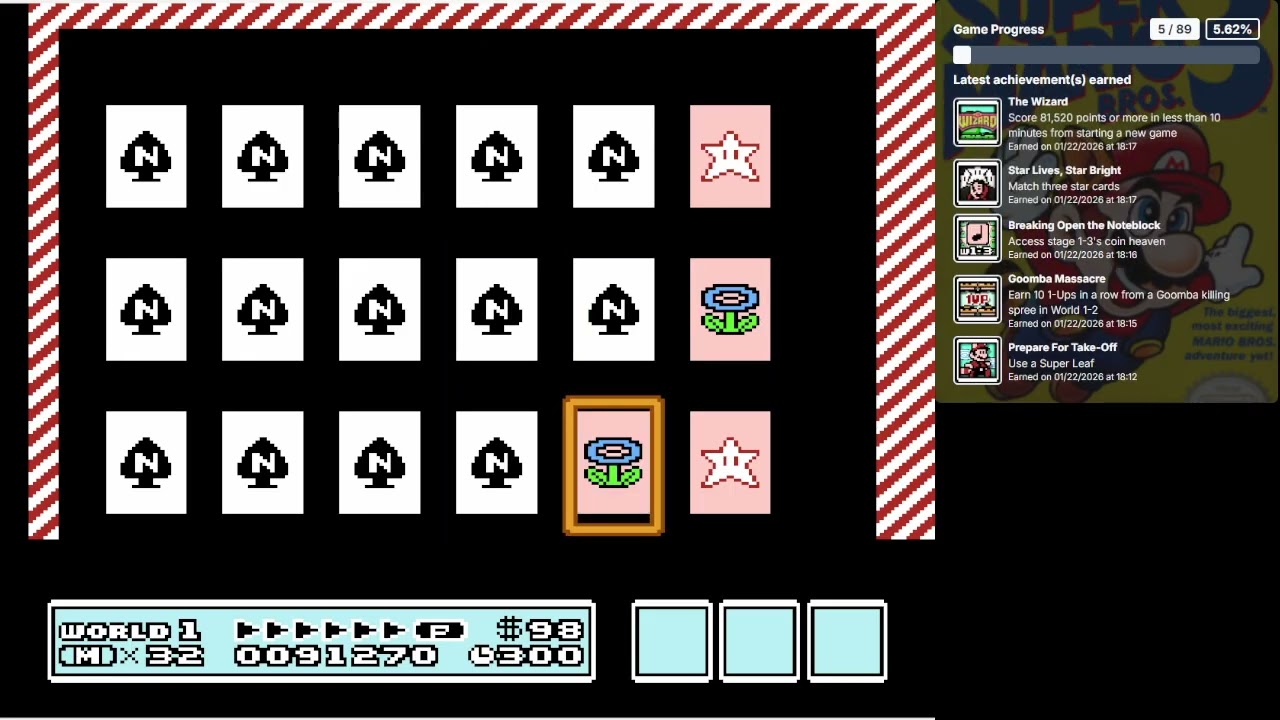 Super Mario Bros 3. RetroAchievements (Day 1) (No Chat)