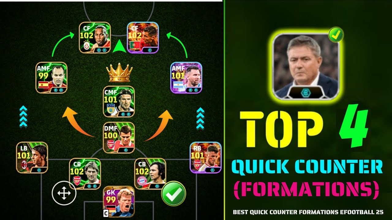 Топ-4 лучших схем быстрого контратаки в eFootball 2025 🔥🥵 | Лучшая схема быстрого контратаки в eF...