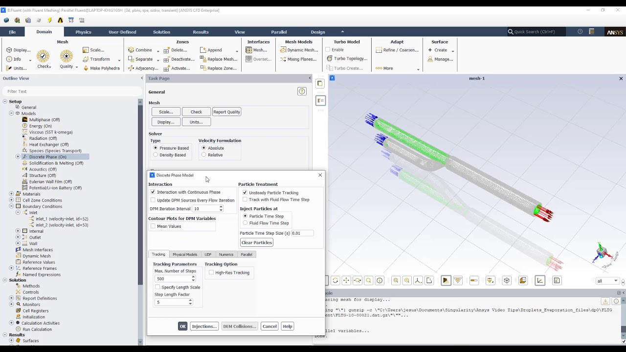 Испарение капель — ANSYS FLUENT — DPM