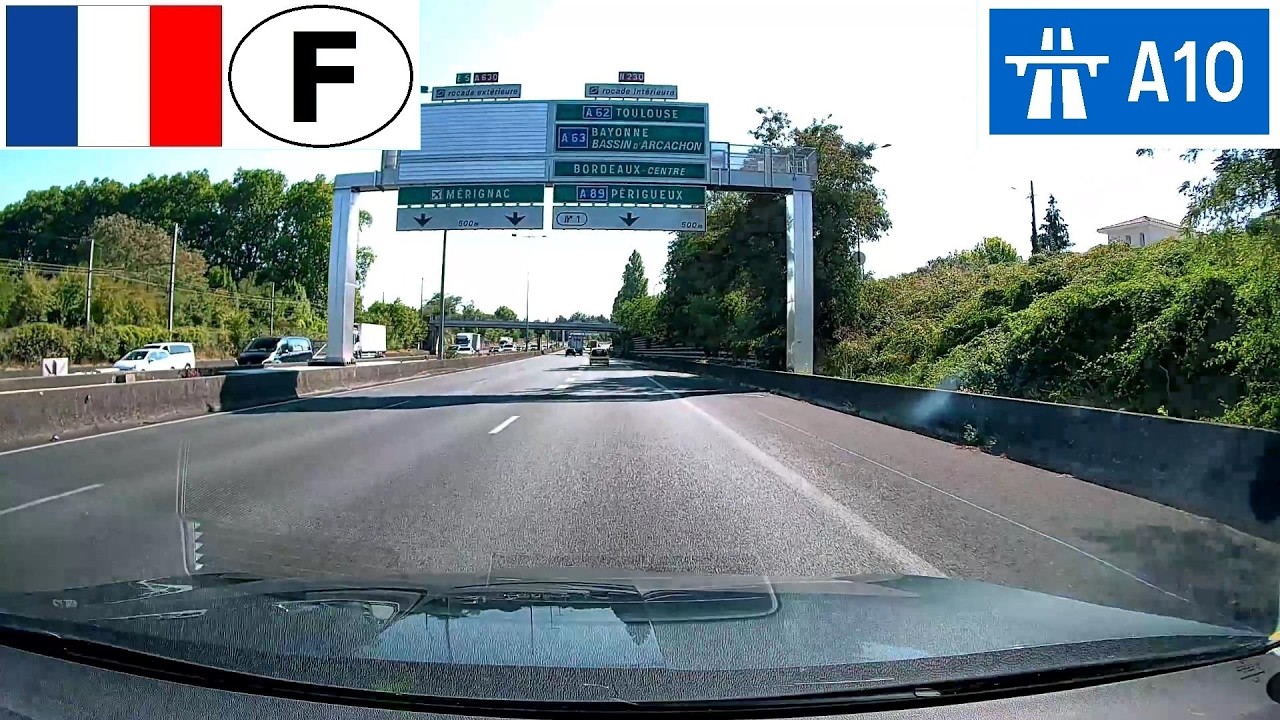 France: Autoroute A10 - Sortie 39a (RN10 - St-André-de-Cubzac) à Bordeaux Rocade (A630/RN230)