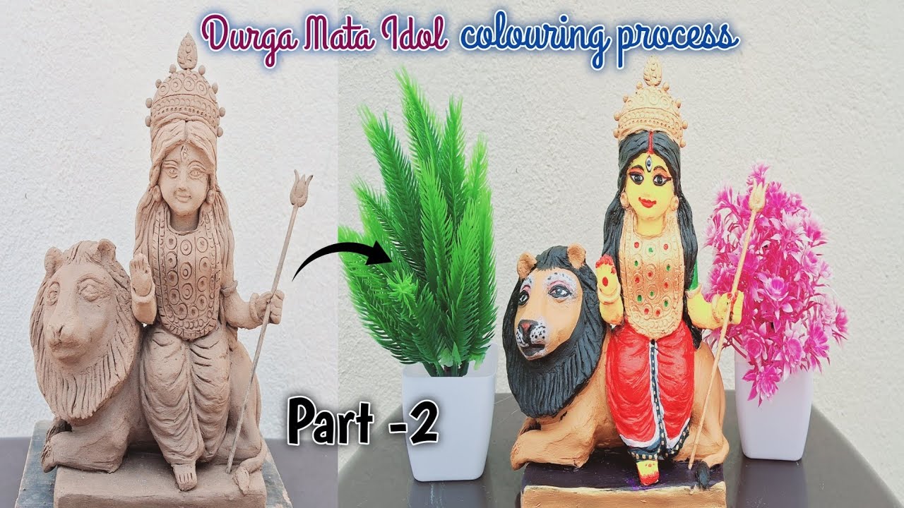 Part -2 | Durga Mata Idol Colouring Process| Durga Mata ji ki Murti Colour kaise  kare 