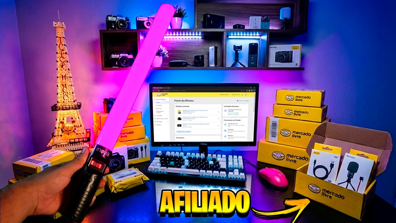 UNBOXING DO MEU NOVO BASTÃO DE LED + COMO FAZER RENDA EXTRA COM MERCADO LIVRE 💡📦
