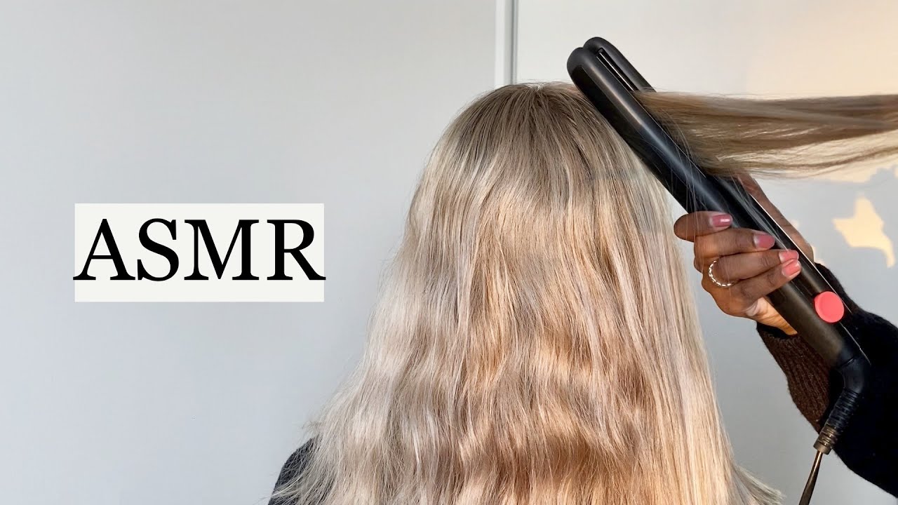 FRIEND TRIES ASMR 2 🤍 (hair straightening, hair play, styling, spraying, brushing, no talking)