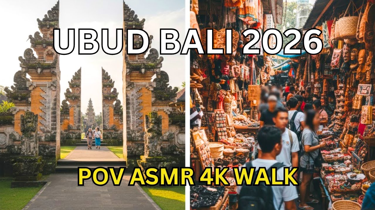 Ubud Bali 4K Walking Tour: Royal Palace, Art Market & Local Streets (POV ASMR)