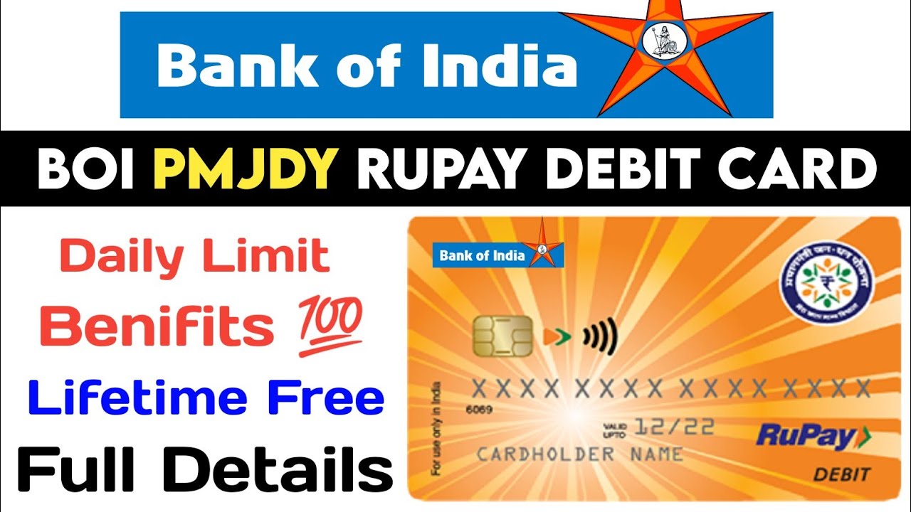 Bank Of India Pm Jan Dhan Rupay Debit Card । Boi Pmjdy Atm Card Limit Charges Benifits 2023