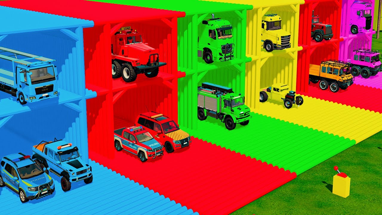 TRANSPORTING POLICE CARS, FIRE TRUCKS and AMBULANCE with MAN TRANSPORTERS! Farming Simulator 22