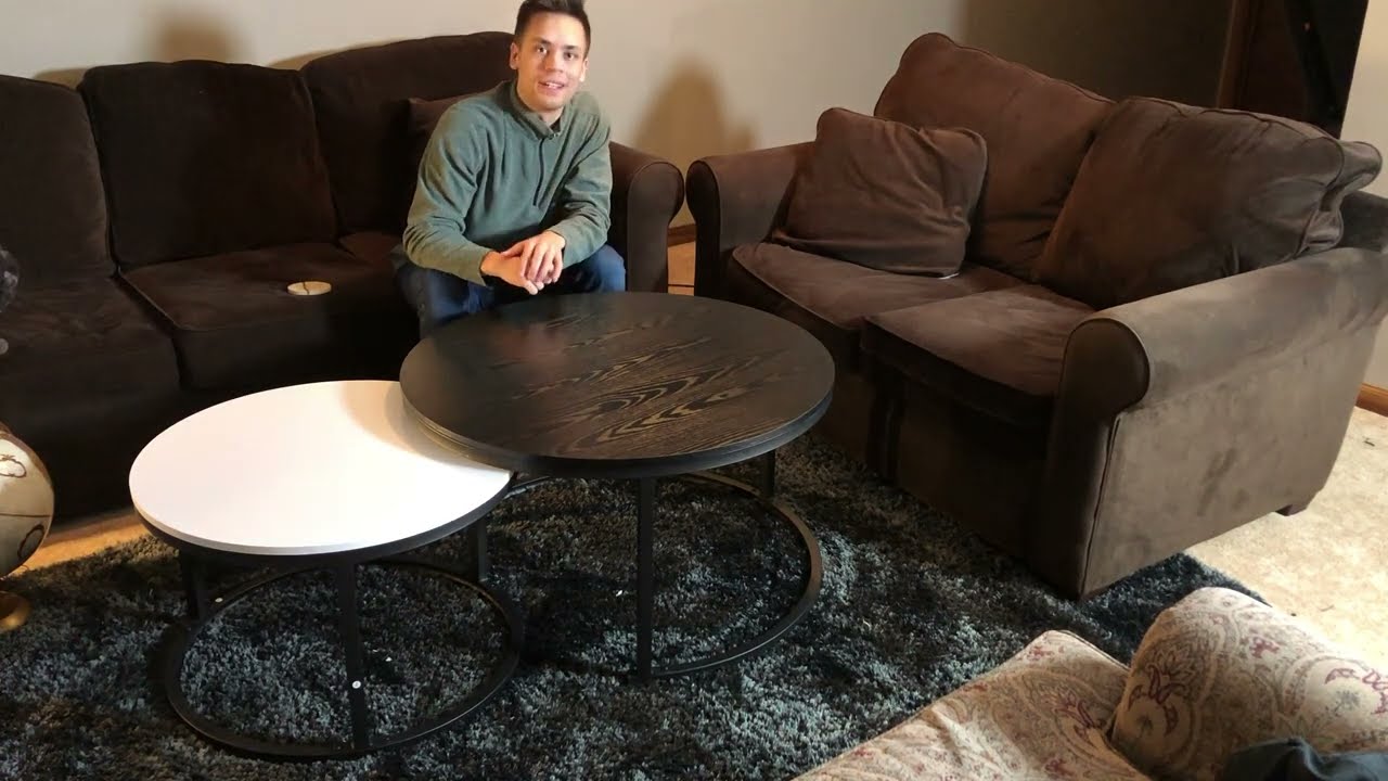 Free Shipping! 2022 Nesting #CoffeeTable | Black and White Round Coffee Table with Storage for Sale