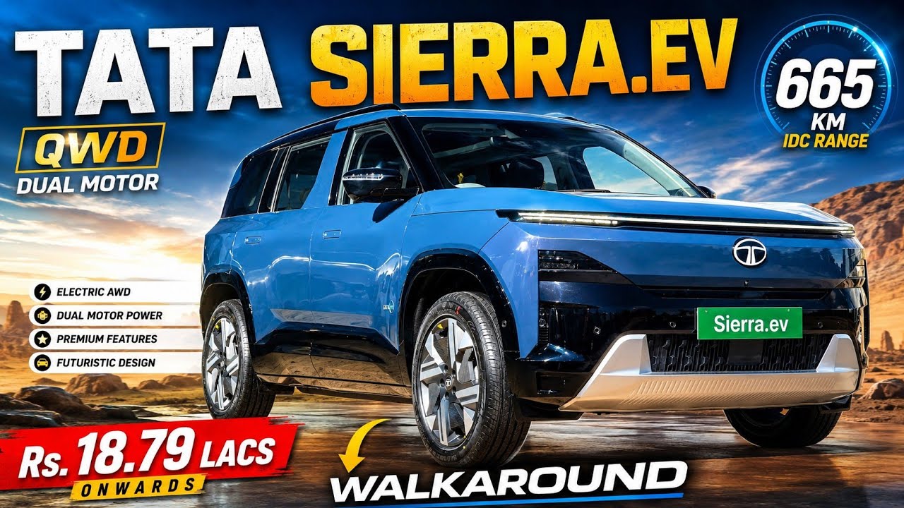 Tata Sierra EV Walkaround Review  QWD Dual Motor | Range, Battery Packs, Charging Time