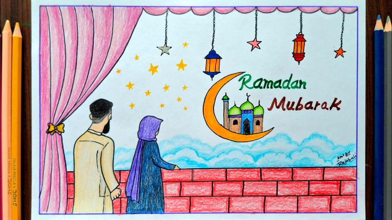Drawing of Ramadan Mubarak||Ramadan Kareem drawing||Ramadan drawing tutorial 