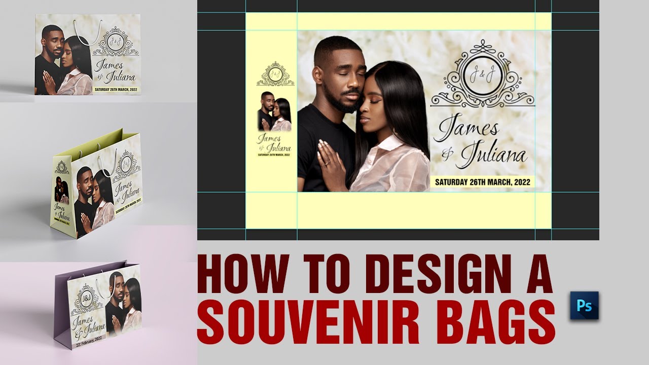 How to Design Paper Bag in Photoshop | How to Design Wedding Paper Bag | Souvenir Bags