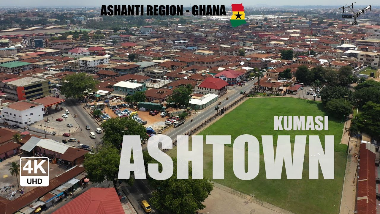 AshTown Aerial View in the Kumasi Metropolitan Ashanti Region of Ghana 4K