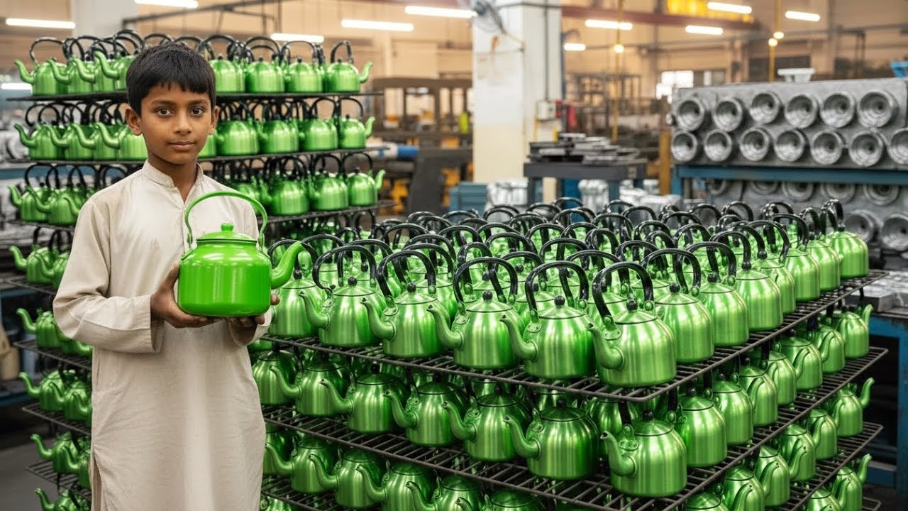 Incredible Process of Making Tea Kettles from Raw Aluminum Sheets | Inside the Factory 
