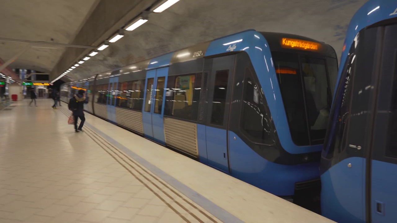 Sweden, Stockholm, subway night ride from RISSNE to FRIDHEMSPLAN