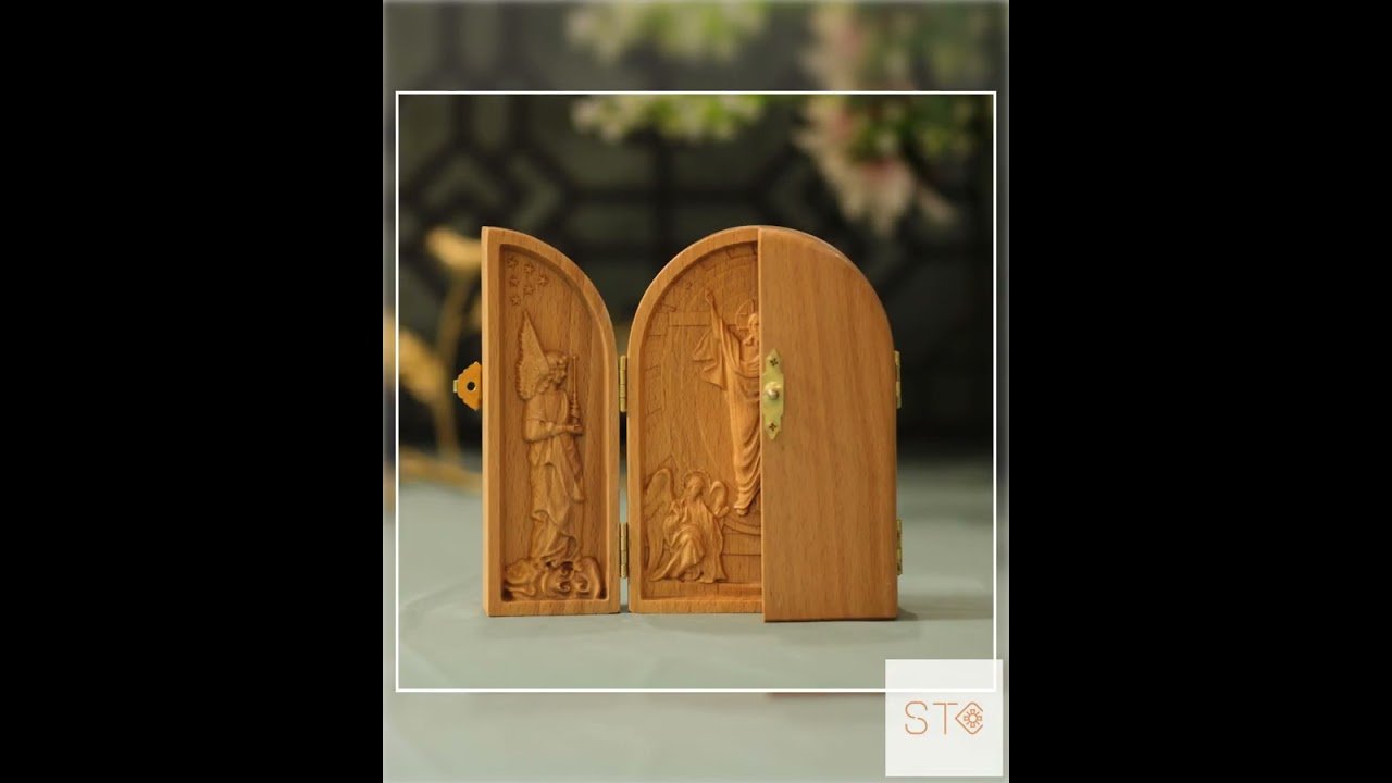 Christian Triptych of the Risen Christ and Angels – Handmade Wood Catholic Art – Christian Easter...