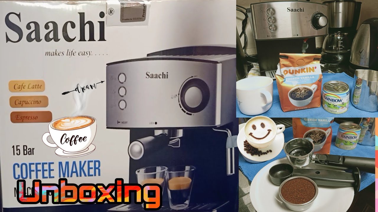 Coffee Maker Saachi | Unboxing| Affordable and Easy to use. Cafe latte, Cappuccino and Espresso
