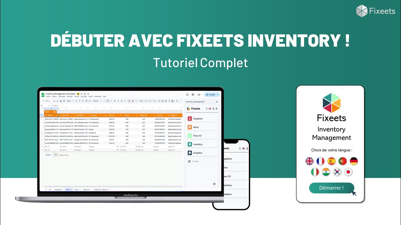 Gestion de Stock Gratuite sur Google Sheets Tutoriel - Fixeets