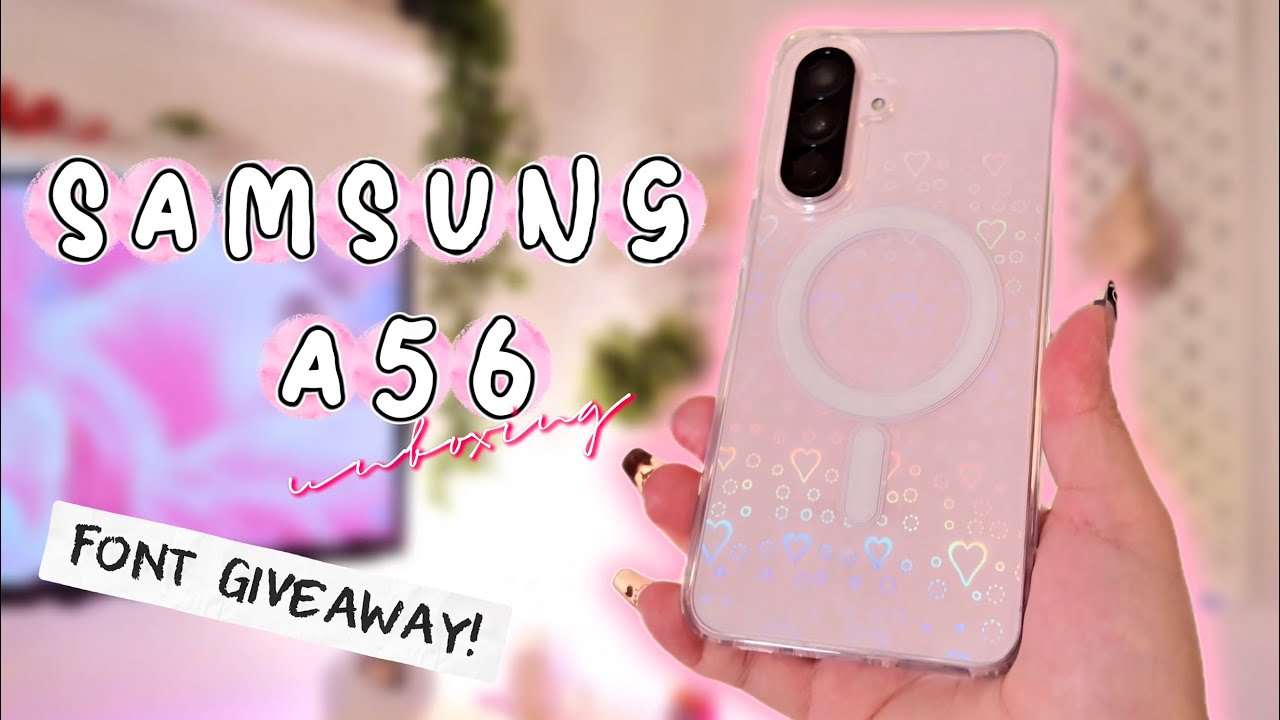 Pink Samsung A56 Unboxing + Custom Font Giveaway! 🎀✨ | Cute Phone Customization 2025