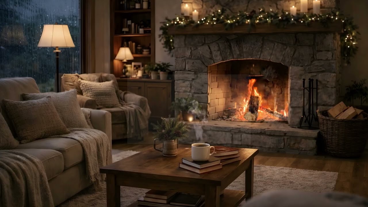 Relax in a Cozy Fireplace with Soothing Relaxing Piano Instrumental for Stress Relief