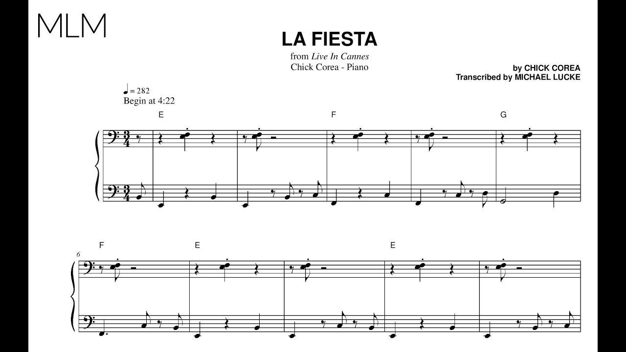 Chick Corea - La Fiesta (Solo Piano) - Transcription (Sheet Music in Description)