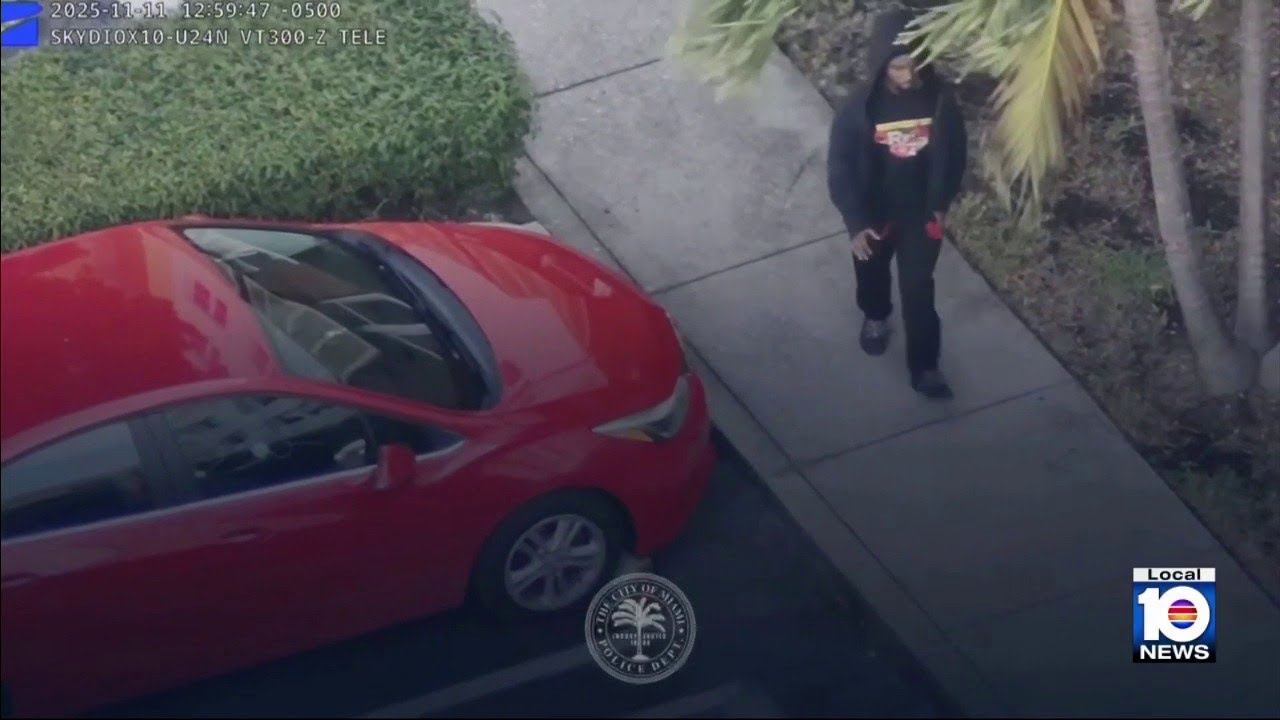 Miami police drone video shows domestic violence suspect
