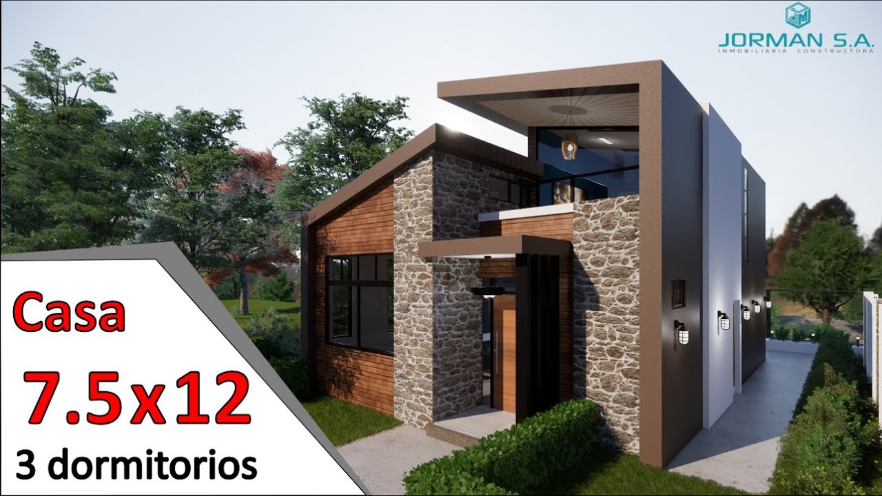modelo de casas de 2 pisos (Casa 7.5x12 metros) Home Design Plan