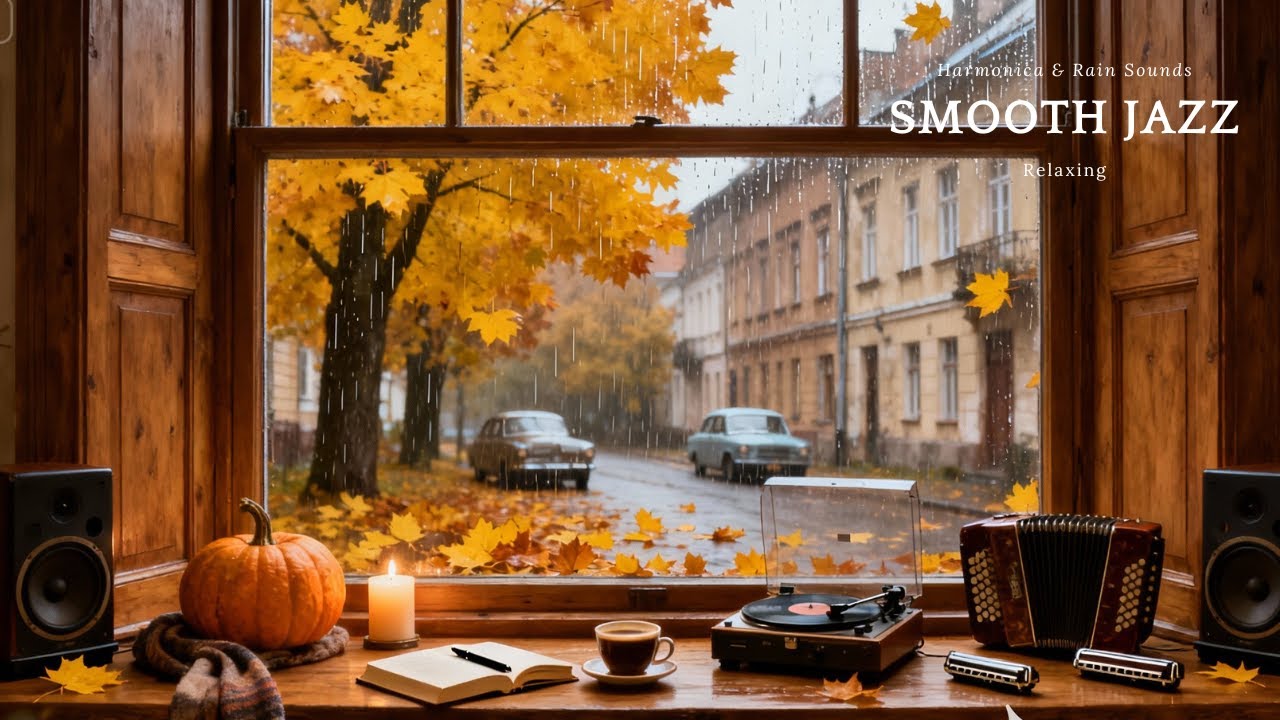 Rainy Day Smooth Jazz Harmonica ☔ | Relaxing Cafe Music for Study & Chill