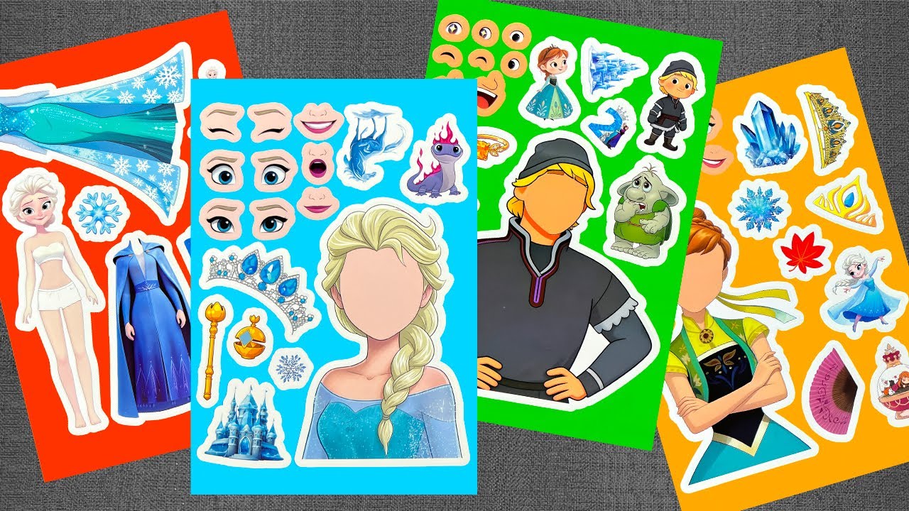 [🐰Paper diy🐰] DISNEY Frozen 3 ❄️ Elsa Anna Olaf Stickers Collection | Oddly Satisfying ASMR