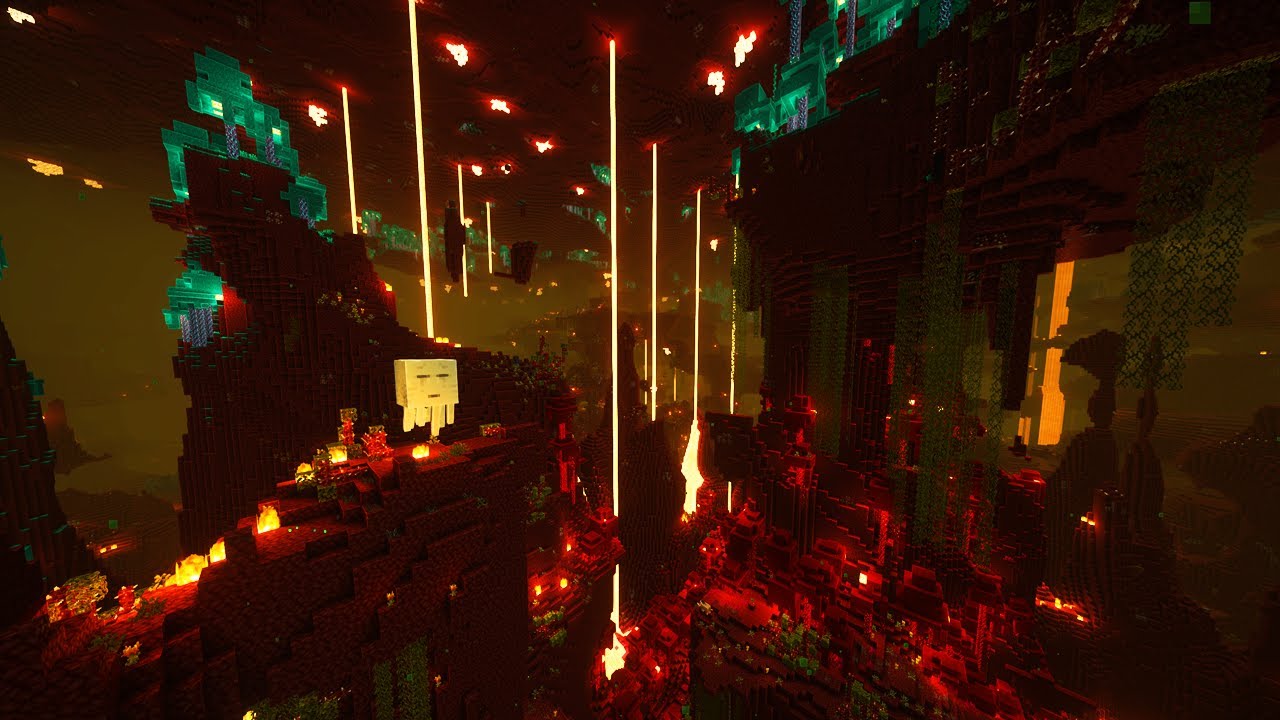 Minecraft Amplified Modded Nether Exploration with Rethinking Voxels Shaders (No Commentary)