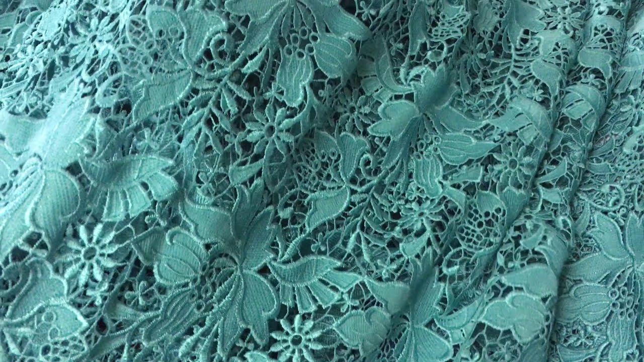 Dentelle guipure en grande largeur vert canard