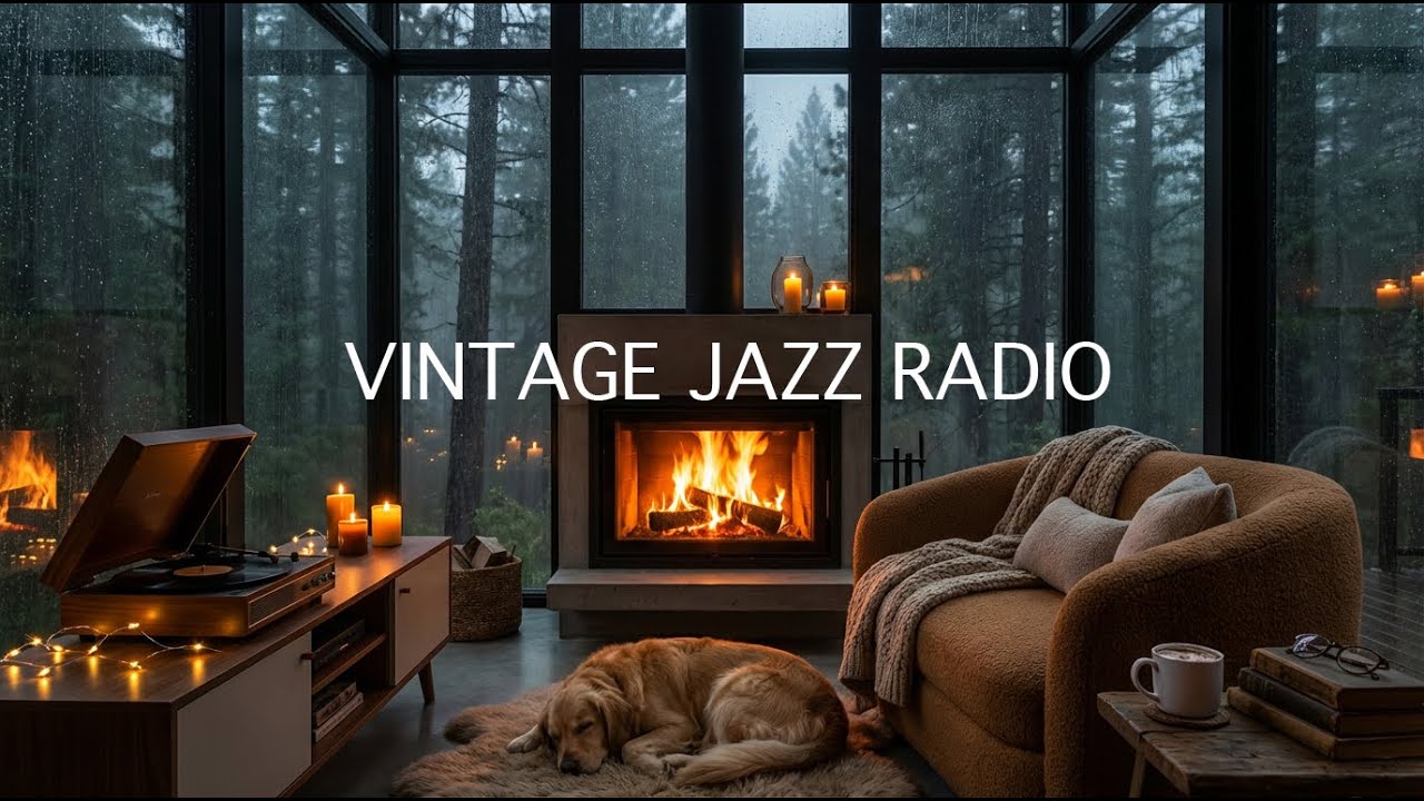 Vintage Jazz Radio 🔥 Fireplace Jazz for Sleep, Relax & Deep Focus