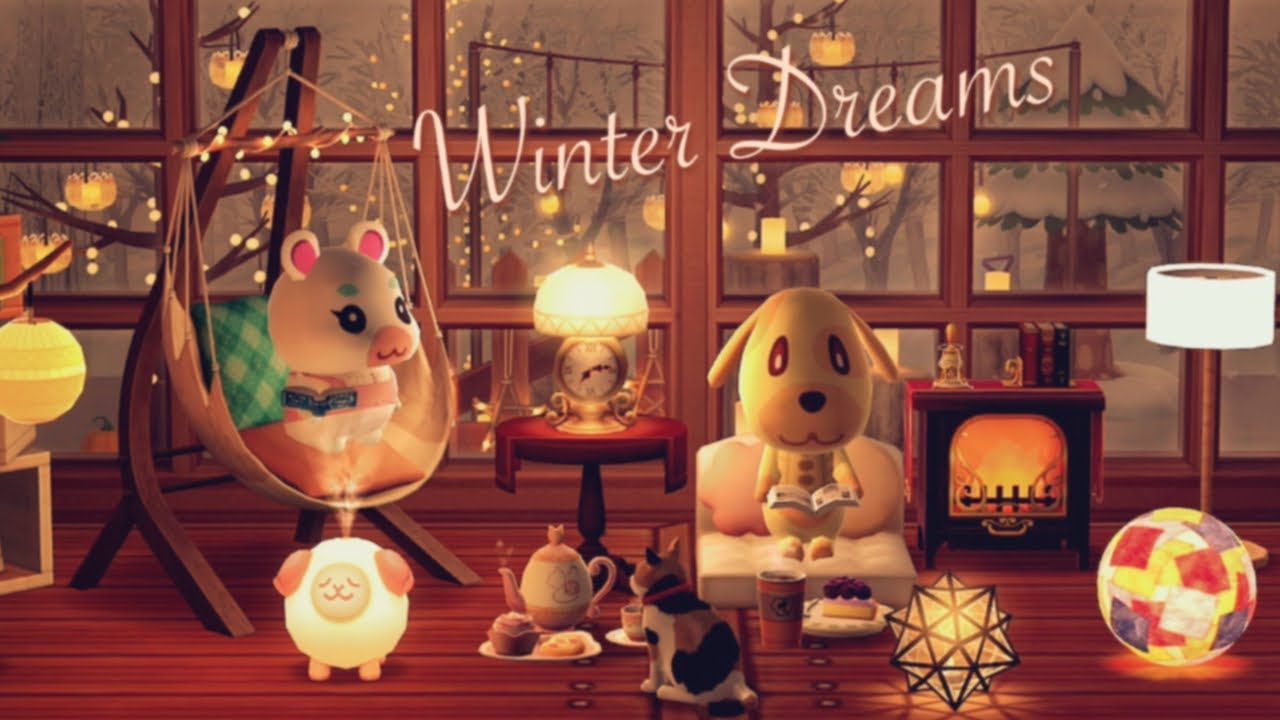soft winter night lofi ⛄️| winter dreams, cozy fireplace, focus & relax , animal-crossing vibes