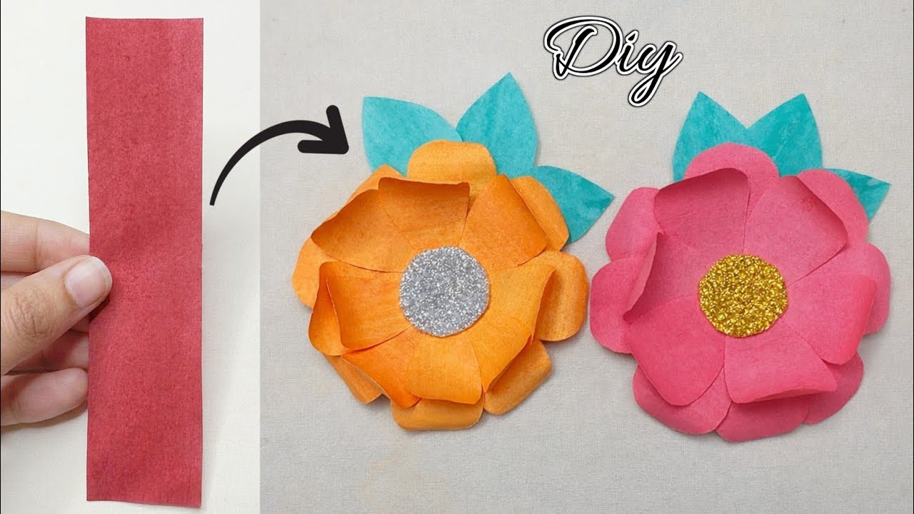Diy Easy Paper Flower Making Beautiful DIY Handmade One Strip Flower Craft at Home @ArtisCraftersS 