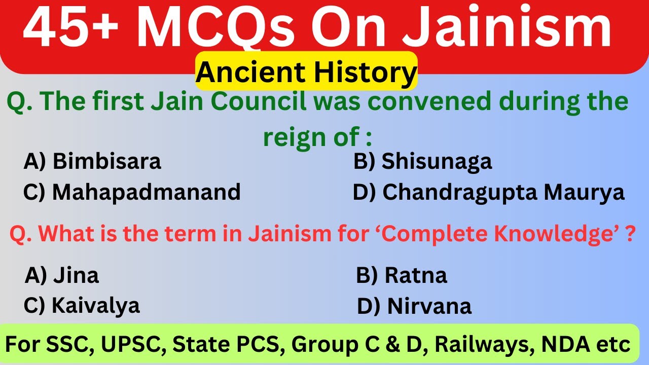 Jainism MCQs || 45+ Jain Religion Questions and Answers || Ancient History GK