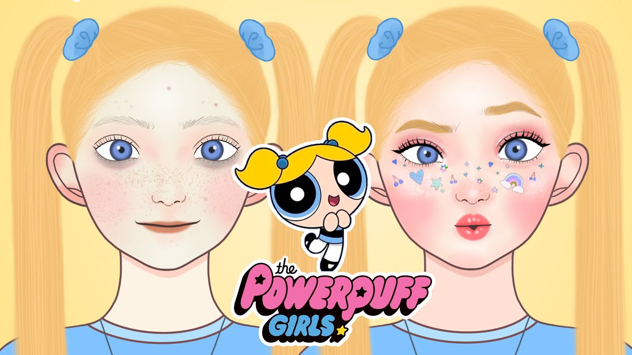 The Powerpuff Girls bubbles Characters As Anime | makeup animation | ASMR | 파워퍼프걸 버블 메이크업 애니메이션