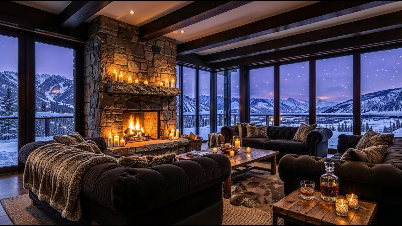Winter Sleep Jazz ❄️ Fireplace Ambiance & Soothing Melodies All Night
