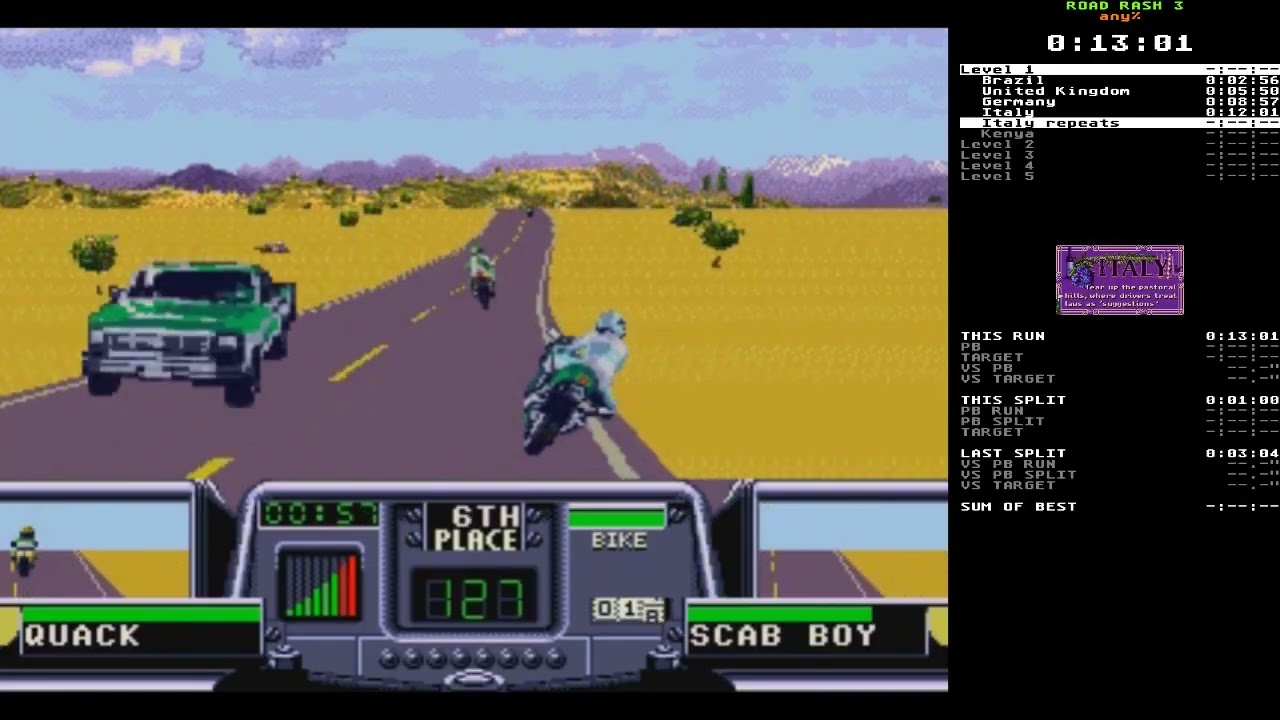Road Rash 3 speedrun - any% in 2:41:15