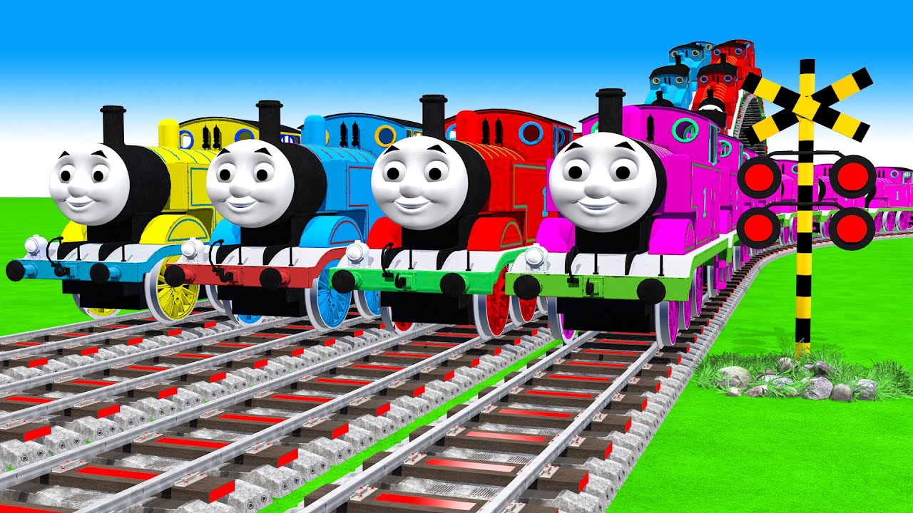 【踏切アニメ】あぶない電車 TRAIN Thomas Climping Pynamid | Railroad Crossing Animation #train