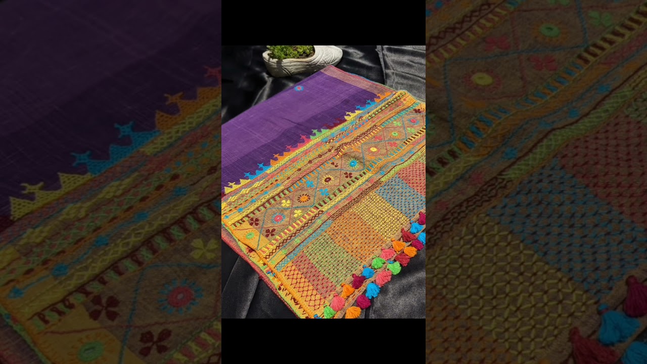 lambani handembroidered stole/dupatta/kurta. Free shipping. 6006349129 #handloomcotton #mirrorwork