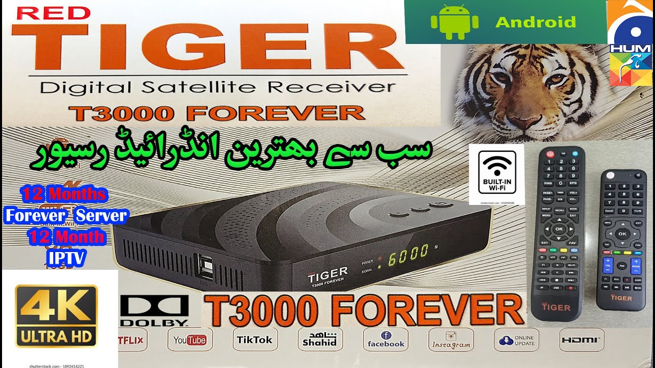 Red Tiger T3000 Forever Full 4K Android Satellite Receiver | Built-in Wi-Fi  | Unboxing Review 2024