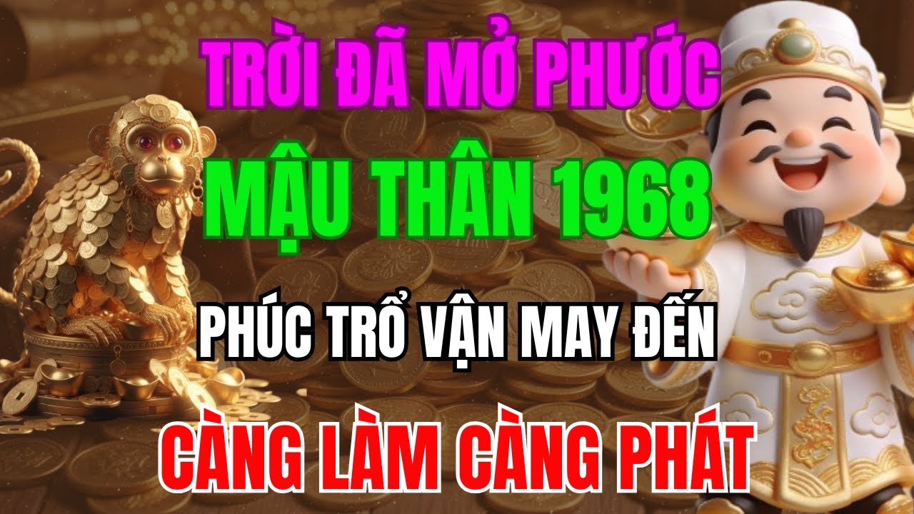 TRỜI ĐÃ MỞ PHƯỚC, MẬU THÂN 1968 SẮP THOÁT NGHÈO, PHÚC TRỔ VẬN MAY ĐẾN, CÀNG LÀM CÀNG PHÁT!