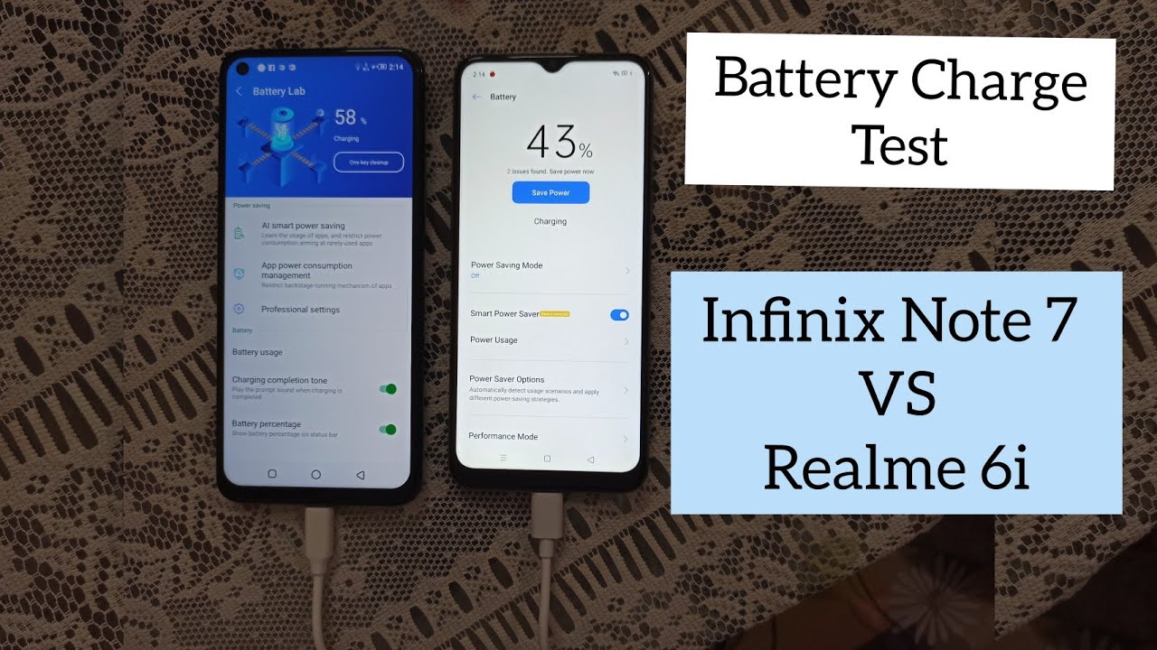 Infinix Note 7 VS Realme 6i Battery Charge Test | 5000mAh Battery with 18W Fast Charger