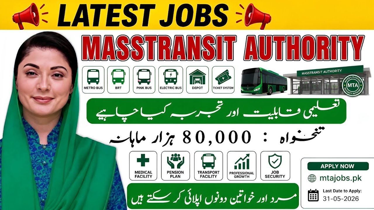 Pakistan Government MASSTRANSIT AUTHORITY Jobs - Latest Jobs 2026 in Pakistan Today