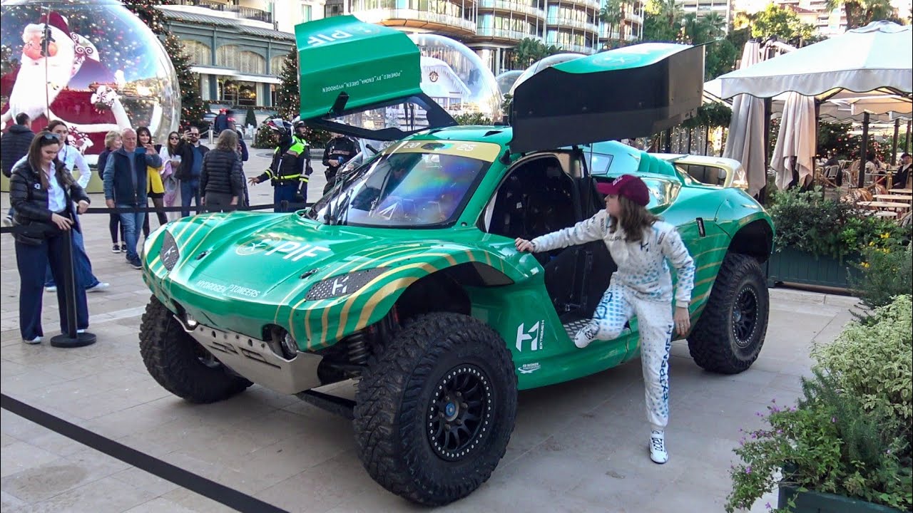 Prince Albert II Driving the Exclusive HYDROGEN RACING CAR Extreme H Pioneer on public Monaco roads!