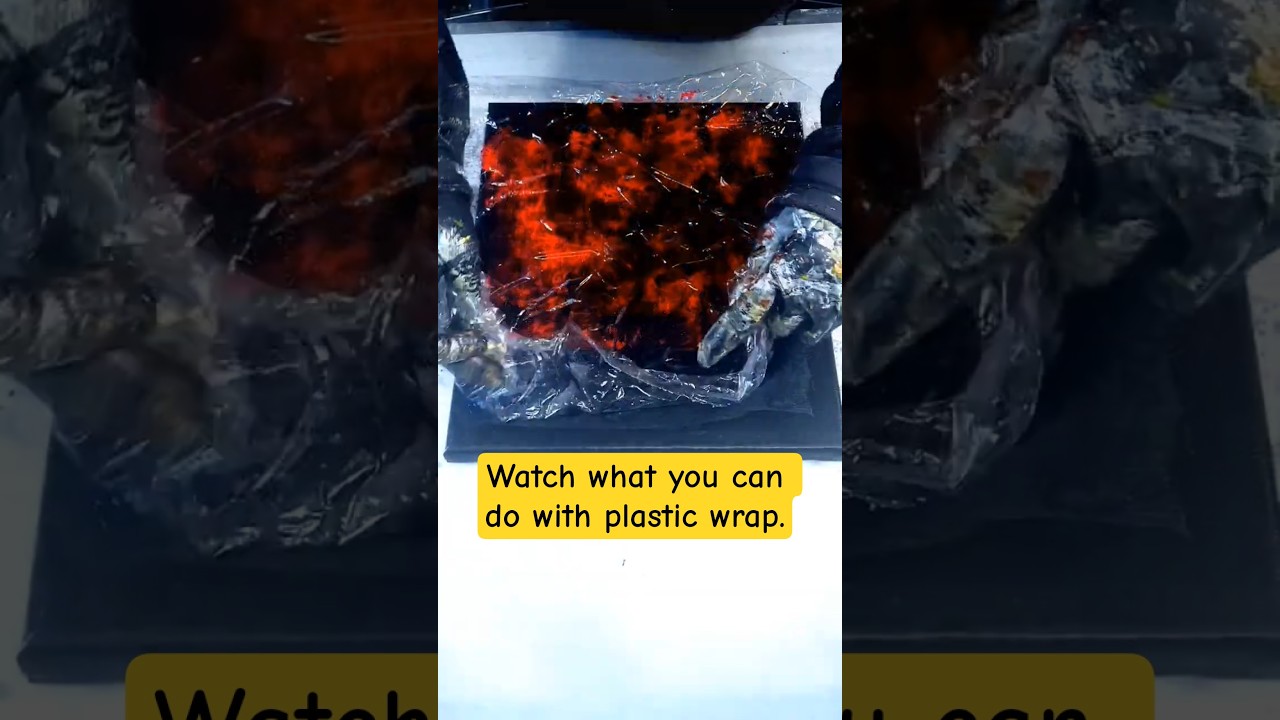 Acrylic PAINTING TECHNIQUES with Plastic Wrap #abstractart #paintingideas #acrylicpainting #art