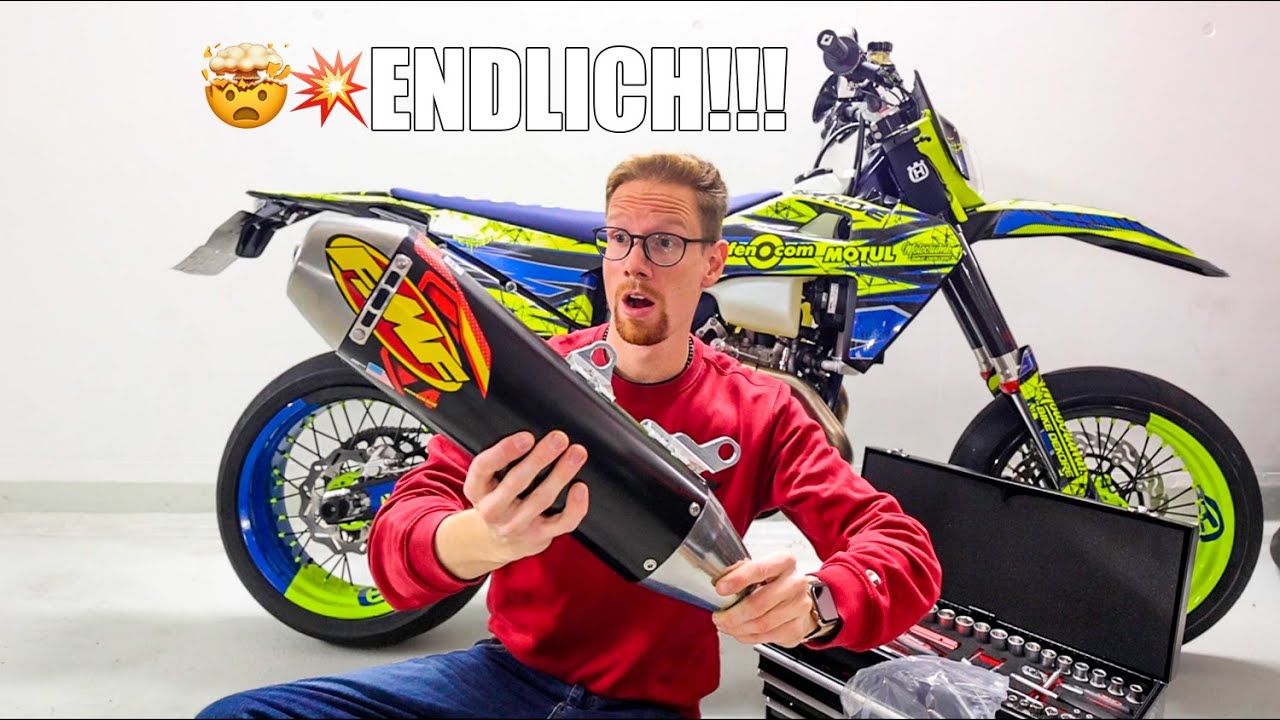 ICH MONTIERE DEN FMF AN DER HUSQVARNA FE501