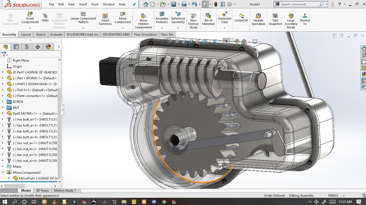 Wind Shielder wiper mechanism in Solidworks step by step