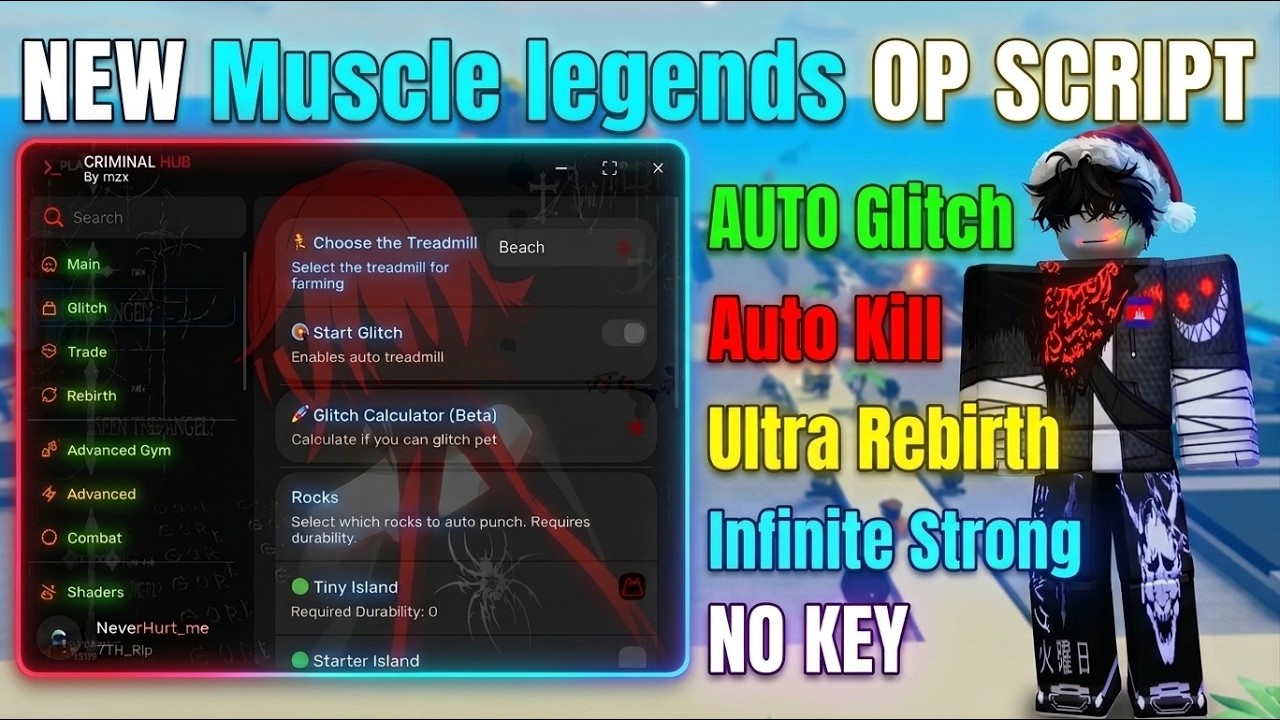 Muscle Legends SCRIPT : AUTO Glitch PET, AUTO REBIRTH & MORE | NO KEY!