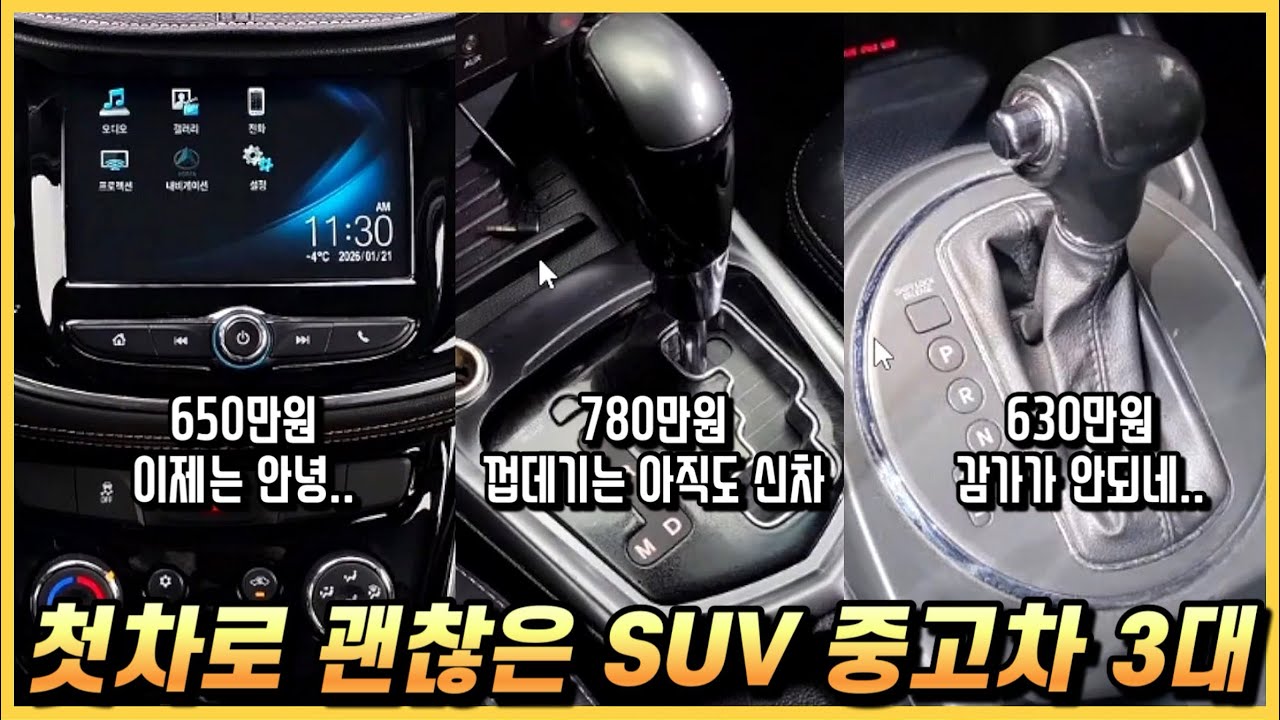 첫차로 괜찮은 1000만원 이하 SUV 중고차 3대를 알아봤습니다.