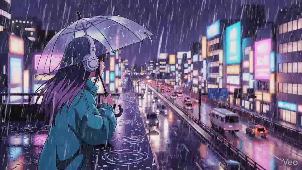 Japanese Neon City Rain 🌧️ Lofi Chillhop for Study & Focus